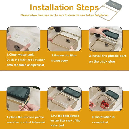 Kitchen Sink Hanging Strainer with 100 Sink Strainer Net Bag Stainless Steel Corner Sink Basket Holder Mesh Sink Strainers