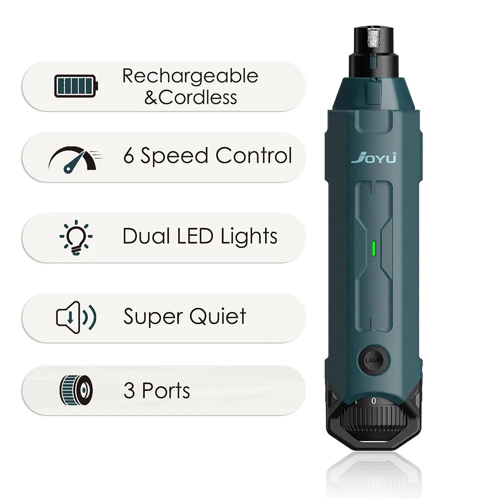 6-Speed Electric Dog Nail Grinder – Super Quiet Rechargeable Pet Nail Trimmer