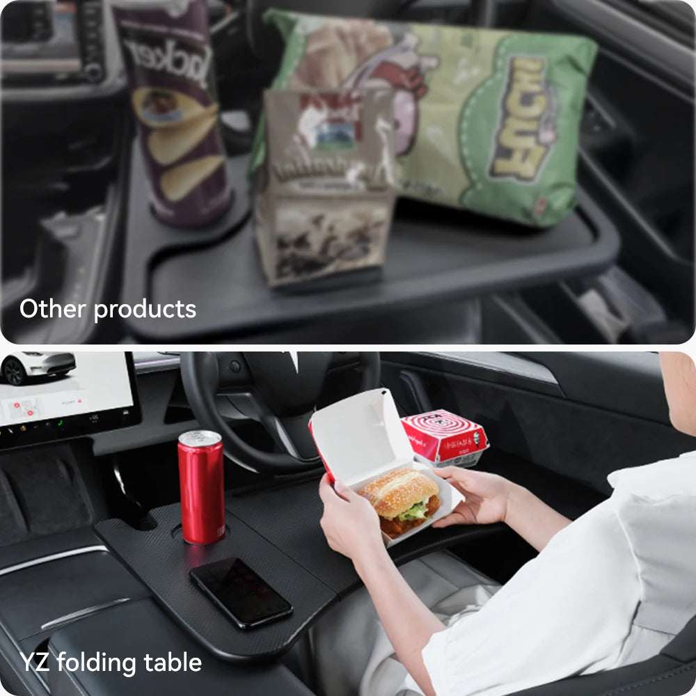 YZ Portable Steering Wheel Laptop & Food Tray – Car Desk for Tesla Model S/X/3/Y/Highland Juniper 2018–2025