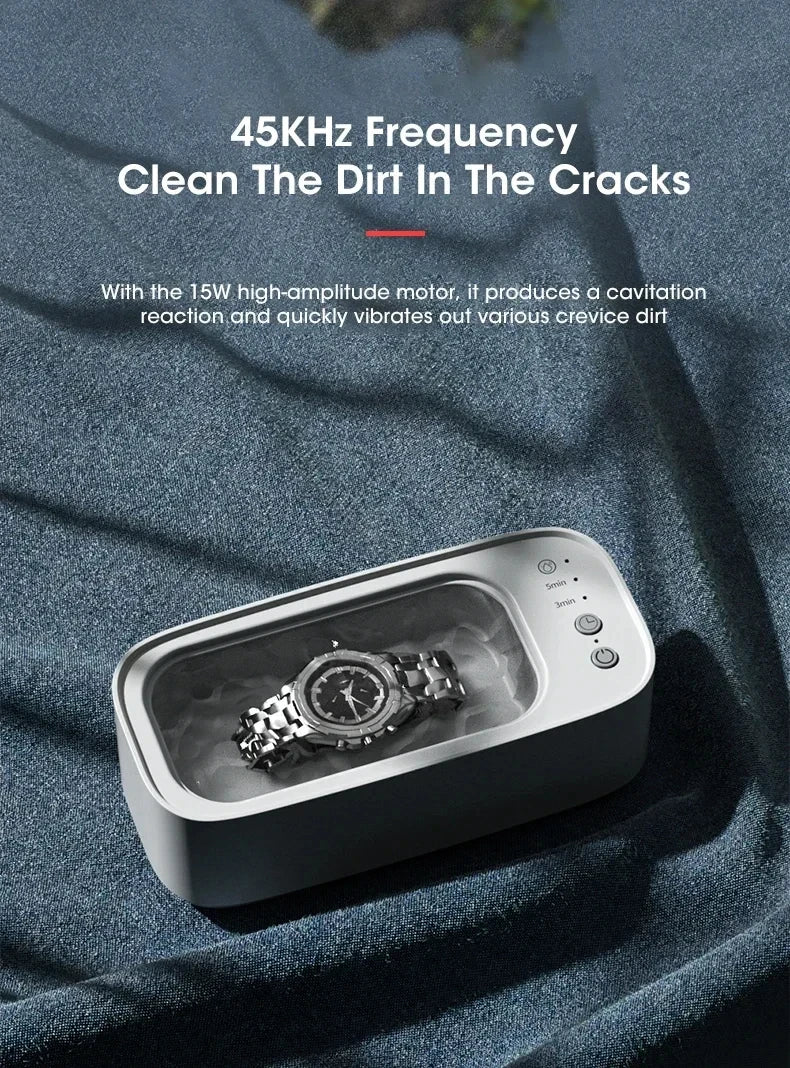 Mini Ultrasonic Cleaner – High-Frequency Vibration Cleaning Machine for Glasses, Jewelry & Pacifiers