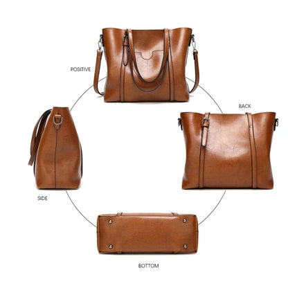 Vintage Oil Wax Leather Shoulder Bag for Women – High-Quality Designer Handbag Tote & Crossbody Satchel