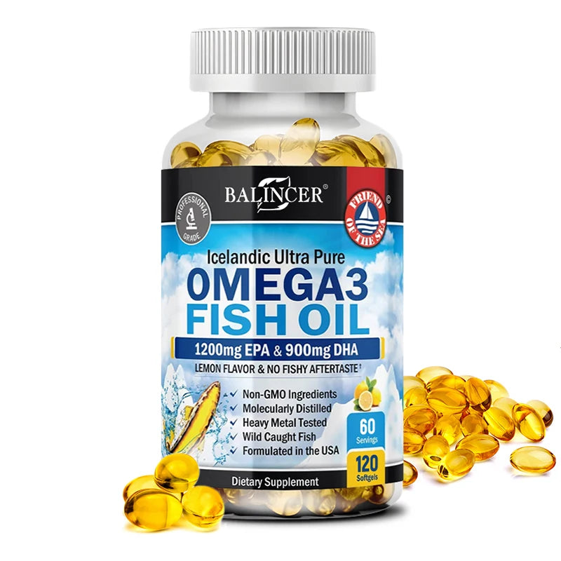Omega-3 Fish Oil Capsules – High EPA & DHA, Supports Heart, Brain & Overall Health, 120 Softgels