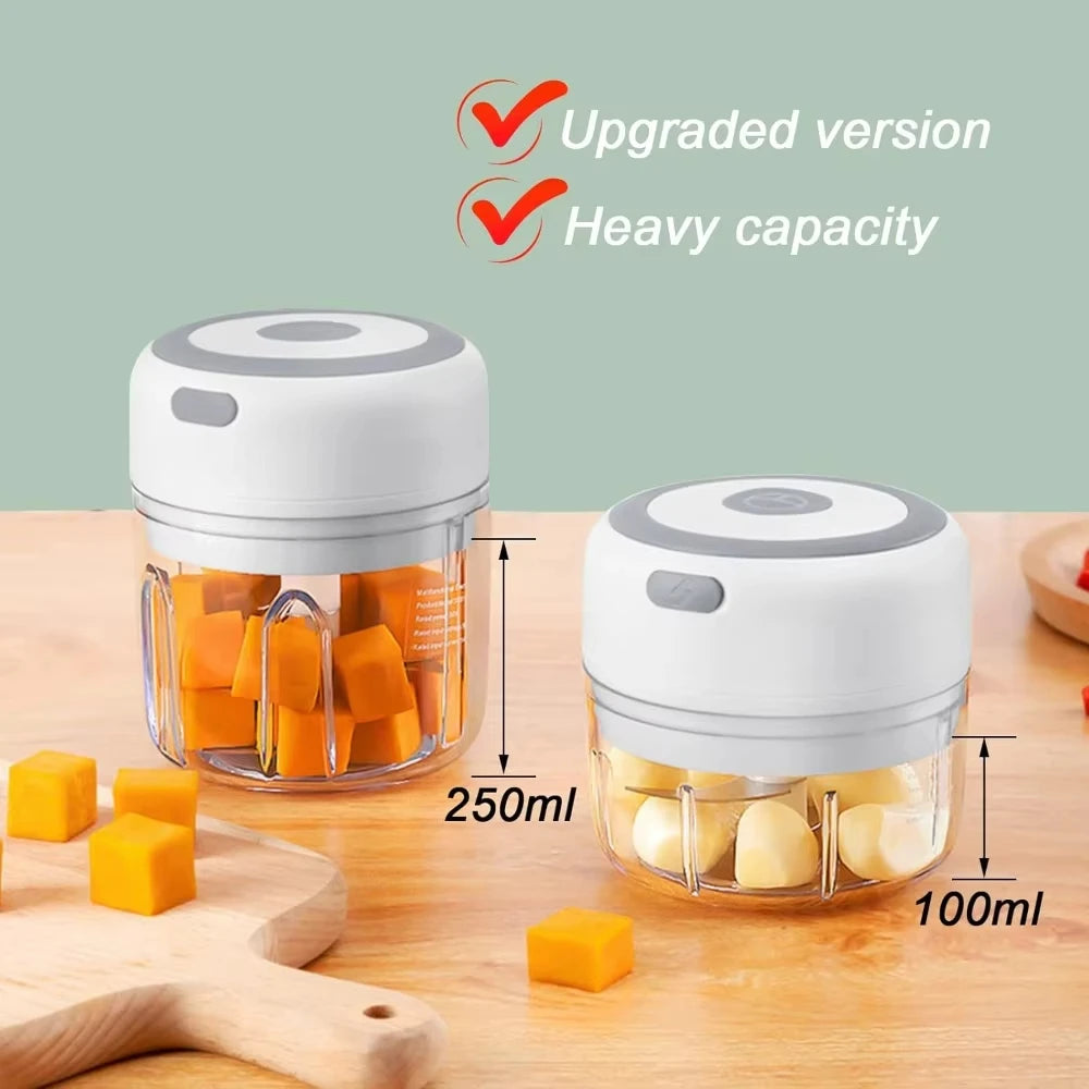 250ML Electric Garlic Mincer & Vegetable Chopper – USB Mini Food Processor for Onion, Garlic, and More