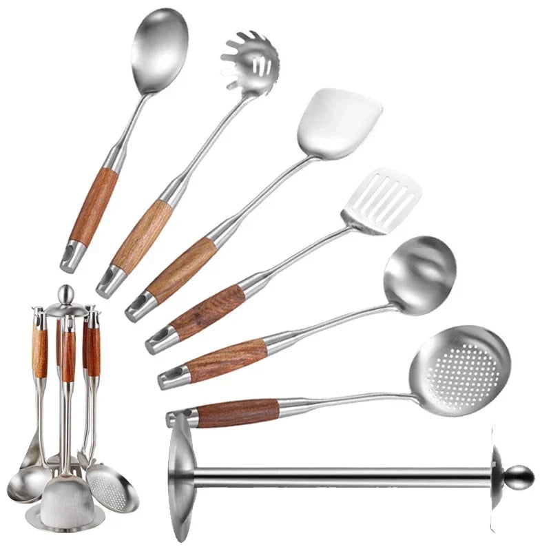 1 Pc Kitchen Utensil 304 Stainless Steel Cookware Rosewood Handle Spatula Household Cooking Baking Tools Kitchen Dining & Bar