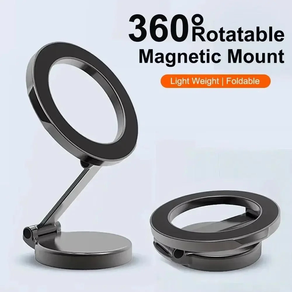 Strong Magnetic Car Phone Holder – 360° Swivel Mount with Adhesive Back Plate, Universal Fit