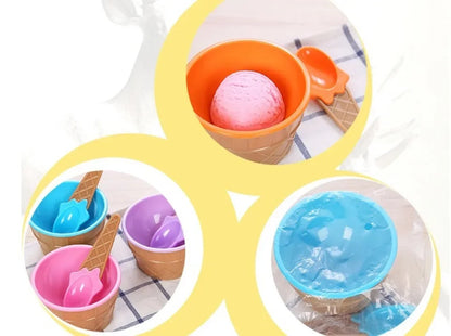 Ice Cream Cups and Ice Cream Scoop Set Summer Essential Party Ice Cream Cone Planter with Spoon Kitchen Supplies Kitchen Tools