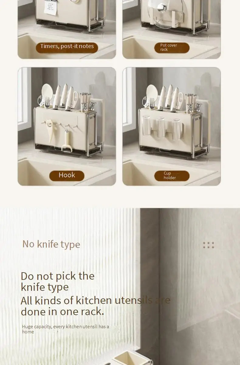 Magnetic Knife Holder and Cutting Board Combo Stainless Steel Knife Storage Rack Kitchen Knife Holder CreaminsMultifunctional