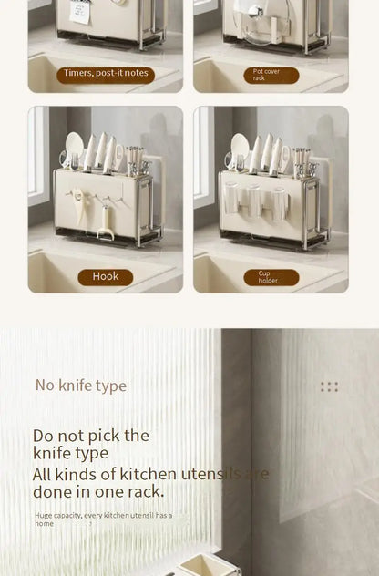 Magnetic Knife Holder and Cutting Board Combo Stainless Steel Knife Storage Rack Kitchen Knife Holder CreaminsMultifunctional