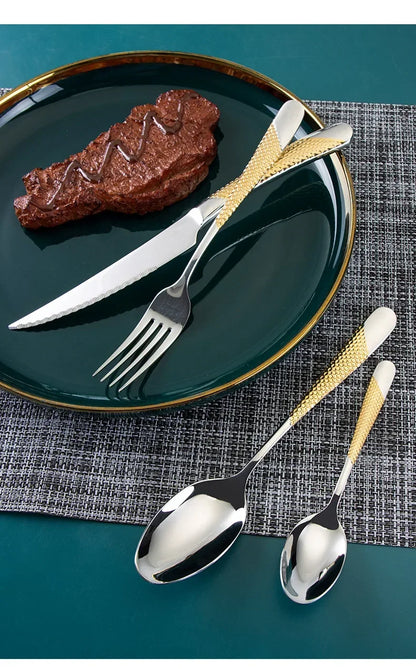 Kitchen Tableware Cutlery Set  Cutlery Set Stainless Steel Luxury Dinnerware Fork Spoon Knife Western Dinner Set Gold
