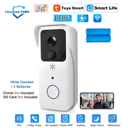 Smart 5G & 2.4G WiFi Video Doorbell – 1080P HD, Wireless Outdoor Camera with Waterproof Intercom & Real-Time Alerts