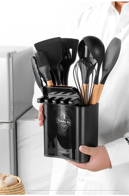 Silicone Kitchen Utensil Set BPA Free Kitchen Cooking Baking Tools Set Kitchen Accessories Gadgets Kitchenware With Container N.