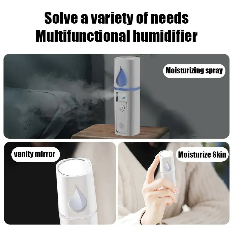 NANO FACIAL MISTER PORTABLE MINI FACE MIST HANDY SPRAYER COOL FACIAL STEAMER Humidifier for Room Outdoor & Indoor