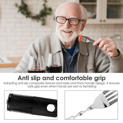 5 Pcs Bendable Adaptive Utensils with Nonslip Handle Easy Grip Adaptive Eating Utensils Includes Knifes Fork Spoons for Daily