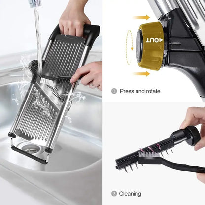 Kitchen Slicer Adjustable Stainless Steel Food Fruit Vegetable Tools Potato Onion Slicer French Fry Cutter, Slicer Julienne