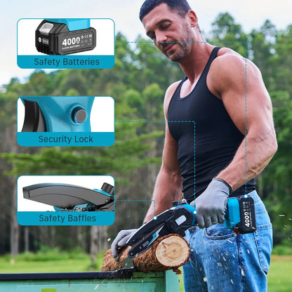 SEESII 6″ Cordless Mini Chainsaw – 15.2cm Rechargeable Electric Pruning Saw, Compatible with Makita 18V Battery