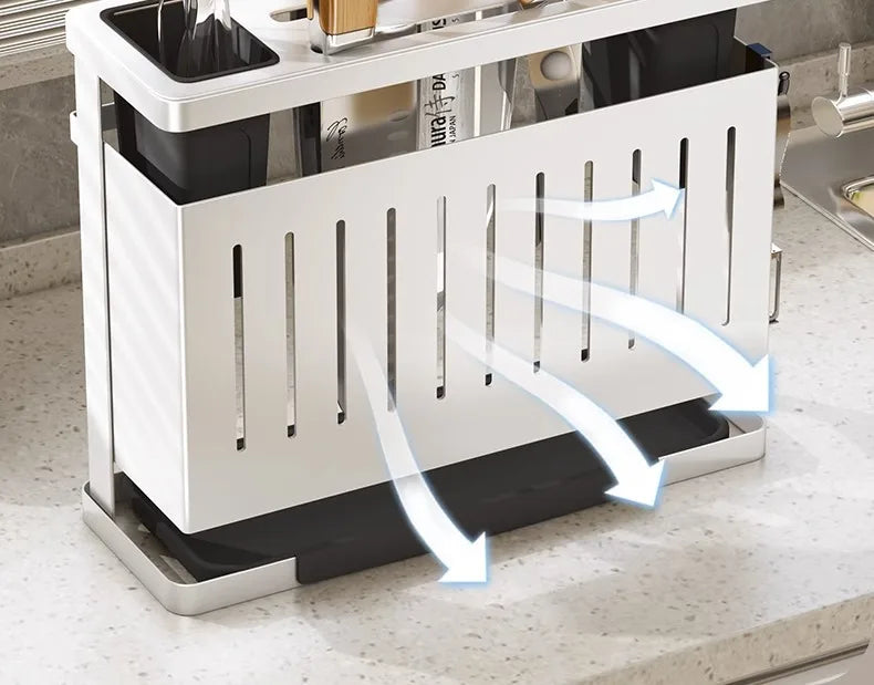 Stainless Steel Kitchen Storage Knife Rack Wallmounted Multifunctional Knife Rack Chef Accessories Home Items Hooks Storage Rack