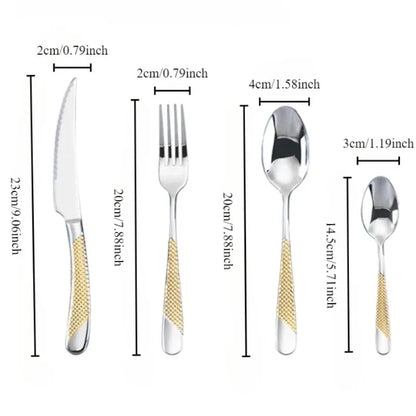 Kitchen Tableware Cutlery Set  Cutlery Set Stainless Steel Luxury Dinnerware Fork Spoon Knife Western Dinner Set Gold