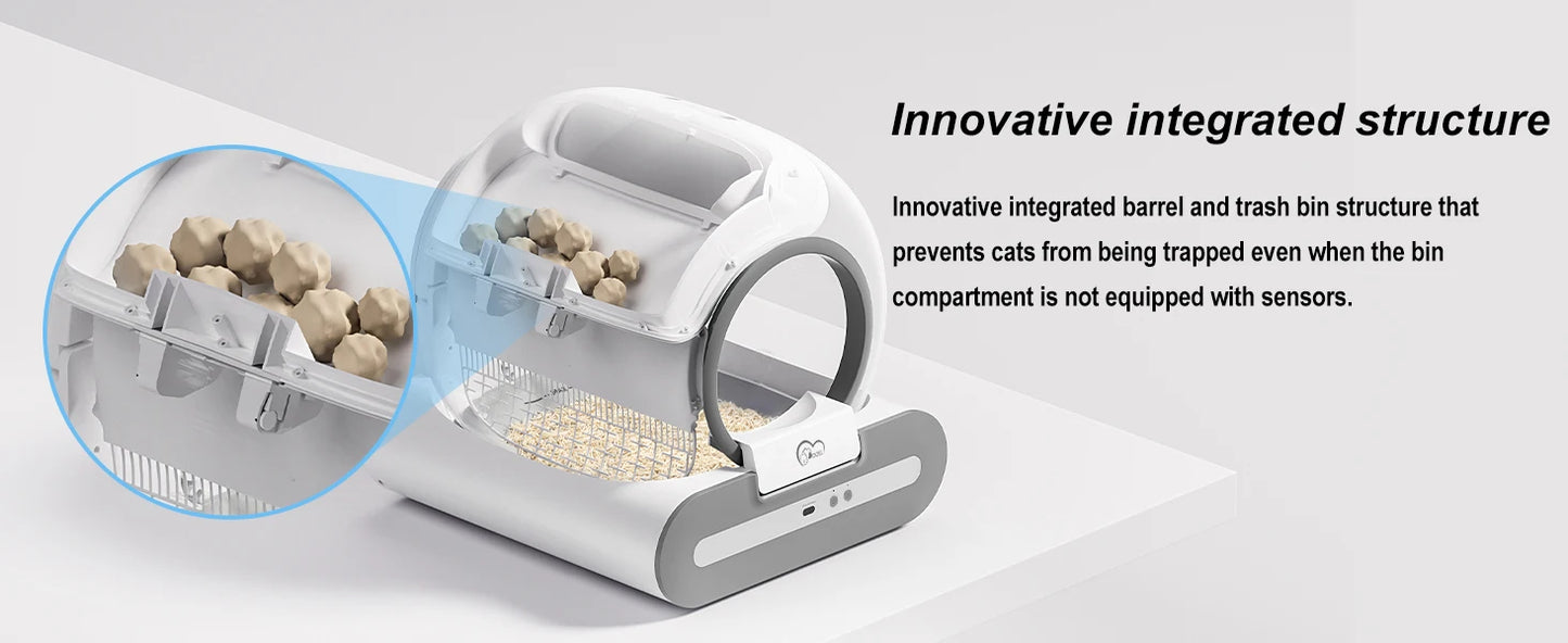 65L Self-Cleaning Automatic Cat Litter Box – App Control, 2.4G WiFi Only, Includes Litter Mat & Trash Bags