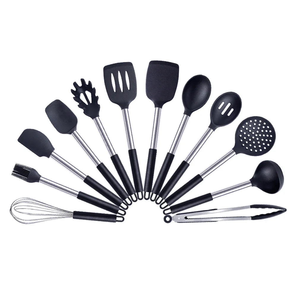 Quality Silicone Utensils Set Kitchen Cooking Tools Non Stick Kitchenware Accessories Heat Resistant Spatula Spoon Kit