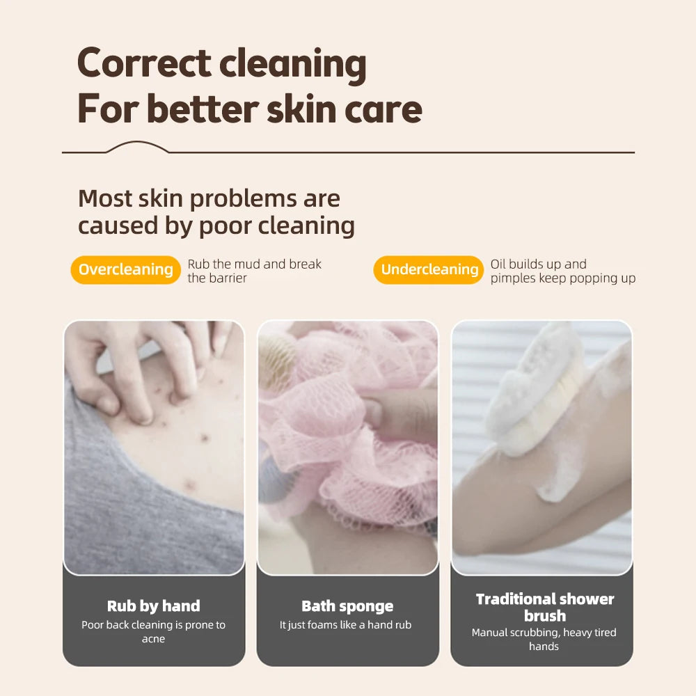 Electric Shower Brush – Rechargeable IPX7 Waterproof, 3-Speed 6-in-1 Wireless Body Scrubber