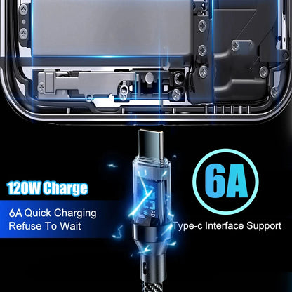120W Super Fast Charging Cable – USB-A to USB-C & USB-C to USB-C with LED Display (Not Compatible with Xiaomi/iPhone/Samsung)