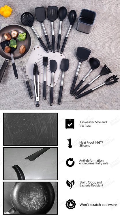 Quality Silicone Utensils Set Kitchen Cooking Tools Non Stick Kitchenware Accessories Heat Resistant Spatula Spoon Kit