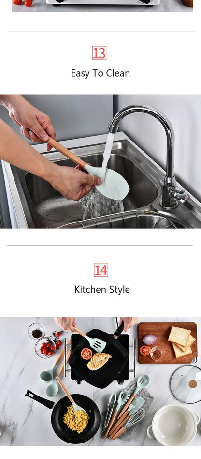 Cooking Utensils Set, Heat Resistant, Non - Stick, Baking Tool Kit, Kitchen Accessories, Silicone Kitchenware
