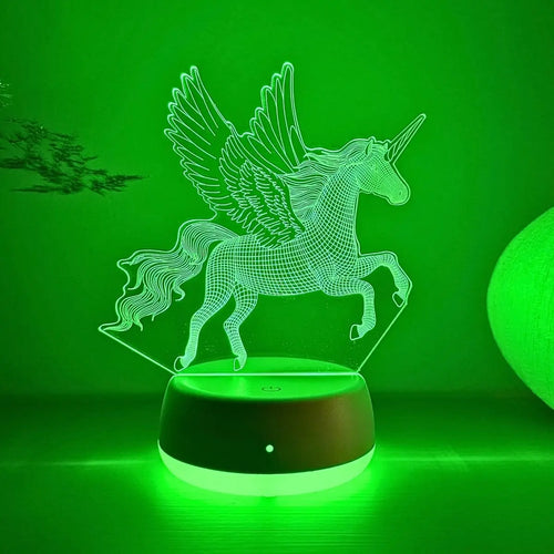 3D Phantom Flying Horse Night Light – RGB 7 Color LED Lamp for Kids Room, Christmas Gift for Boys & Girls