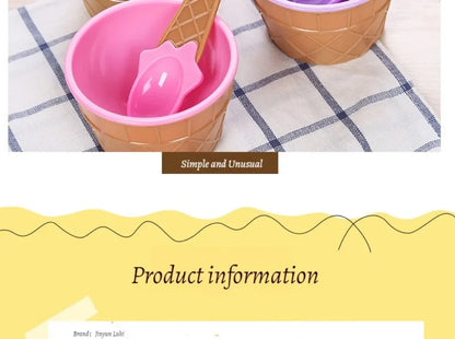 Ice Cream Cups and Ice Cream Scoop Set Summer Essential Party Ice Cream Cone Planter with Spoon Kitchen Supplies Kitchen Tools