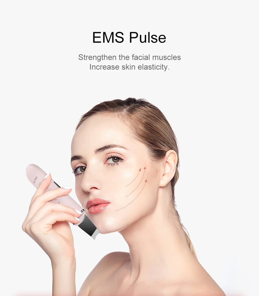 Ultrasonic Skin Scrubber Deep Cleaning Peeling Shovel Limpiador Facial Skin Care Face Lifting Machine