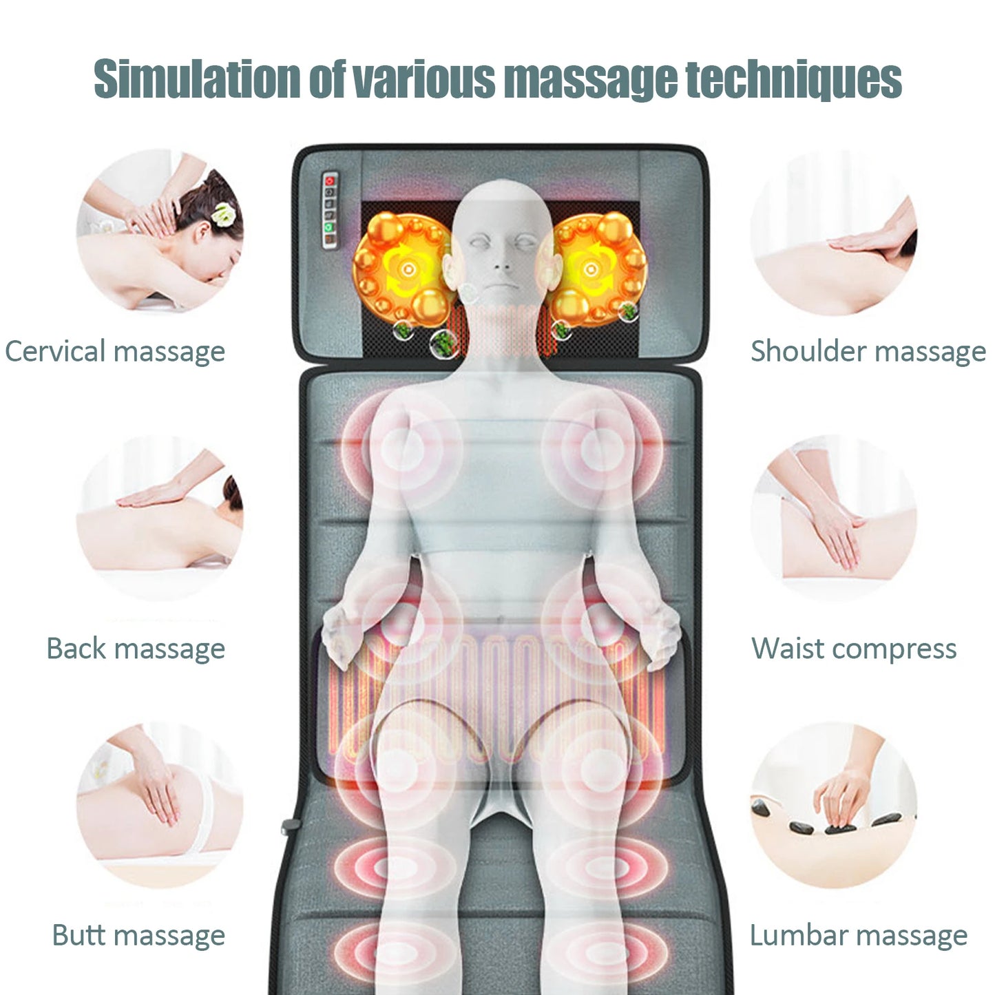 Full Body Electric Massage Mat – Lightweight Vibrating Bed Massager for Back, Neck & Hips
