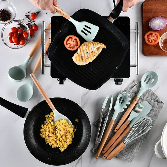 Cooking Utensils Set, Heat Resistant, Non - Stick, Baking Tool Kit, Kitchen Accessories, Silicone Kitchenware