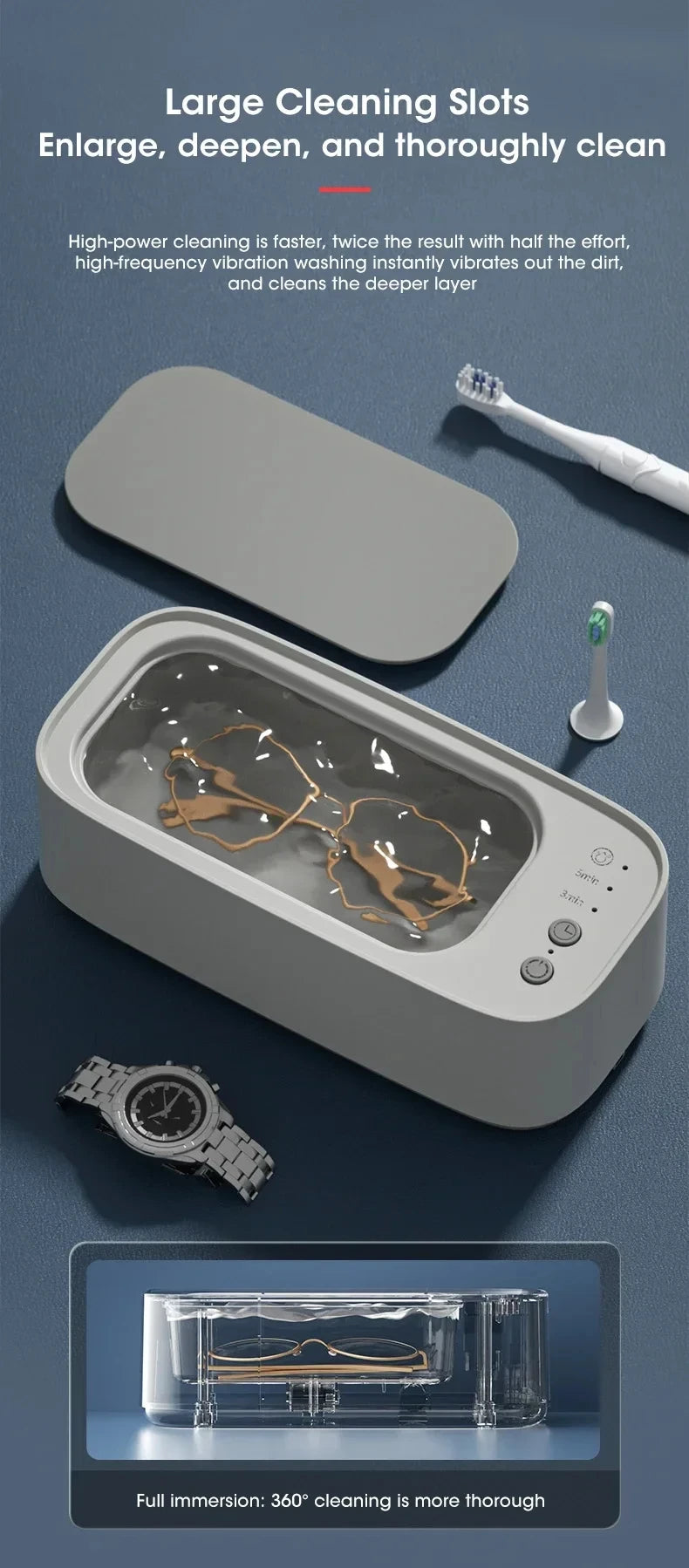 Mini Ultrasonic Cleaner – High-Frequency Vibration Cleaning Machine for Glasses, Jewelry & Pacifiers