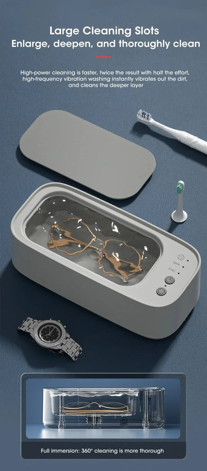 Mini Ultrasonic Cleaner – High-Frequency Vibration Cleaning Machine for Glasses, Jewelry & Pacifiers