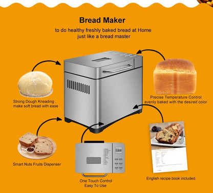 Multi-Functional Automatic Bread Maker – 17 Menus, Dough Mixing, Fermentation, Timer & Keep Warm