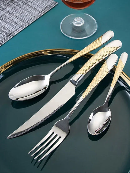 Kitchen Tableware Cutlery Set  Cutlery Set Stainless Steel Luxury Dinnerware Fork Spoon Knife Western Dinner Set Gold