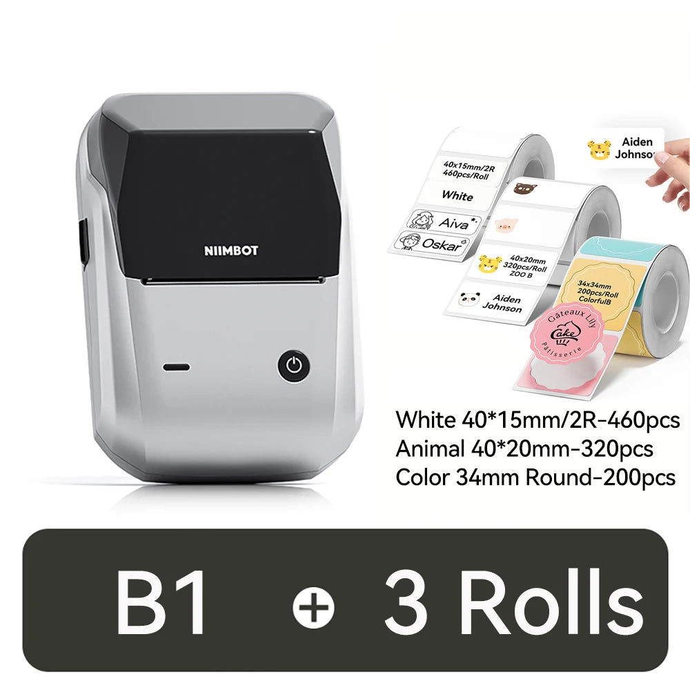 NIIMBOT B1 Portable 2-Inch Thermal Label Printer – Mini Bluetooth Sticker & Adhesive Tape Printer for Smartphones & PC