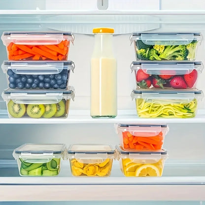 12/24 Clear Kitchen Food Storage Container Set - Microwave Safe, Multifunctional Plastic Lunch Box with Lid + 24 Chalkboard Labe