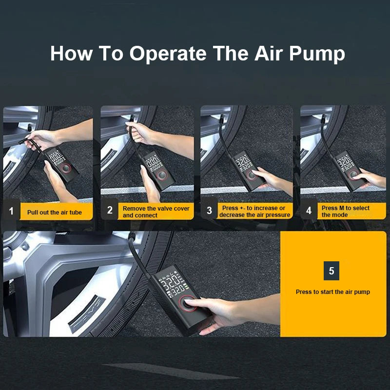 LEIBOO 150PSI Smart Air Pump – Portable Tire Inflator with Digital Pressure Gauge for Car, Bike, Motorcycle & Ball