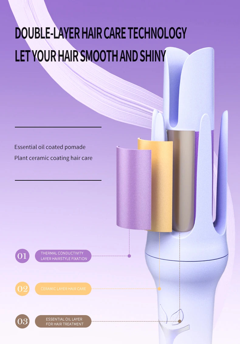 Automatic 32mm Curling Iron – Ceramic Anion Hair Curler, 4-Speed Adjustable, Fast Heating Styling Tool