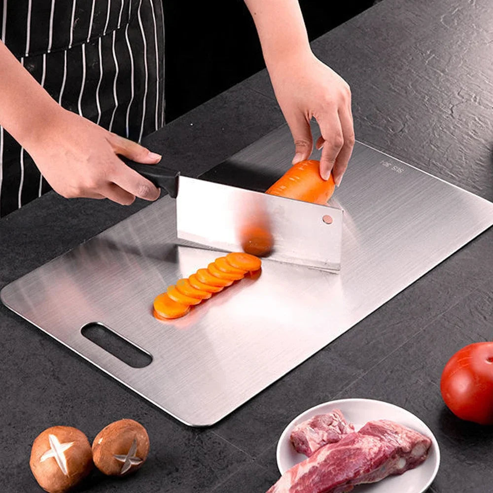 316 Stainless Steel Double-Sided Cutting Board – Thickened Kitchen Chopping & Dough Kneading Board