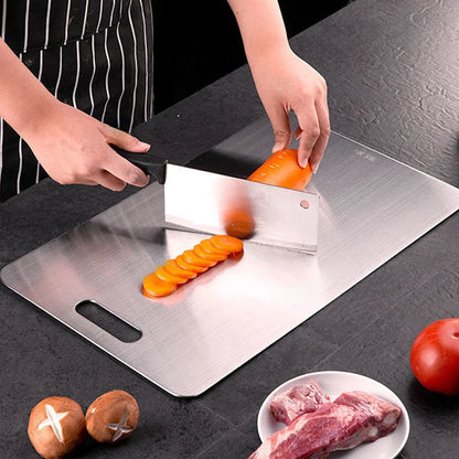 316 Stainless Steel Double-Sided Cutting Board – Thickened Kitchen Chopping & Dough Kneading Board