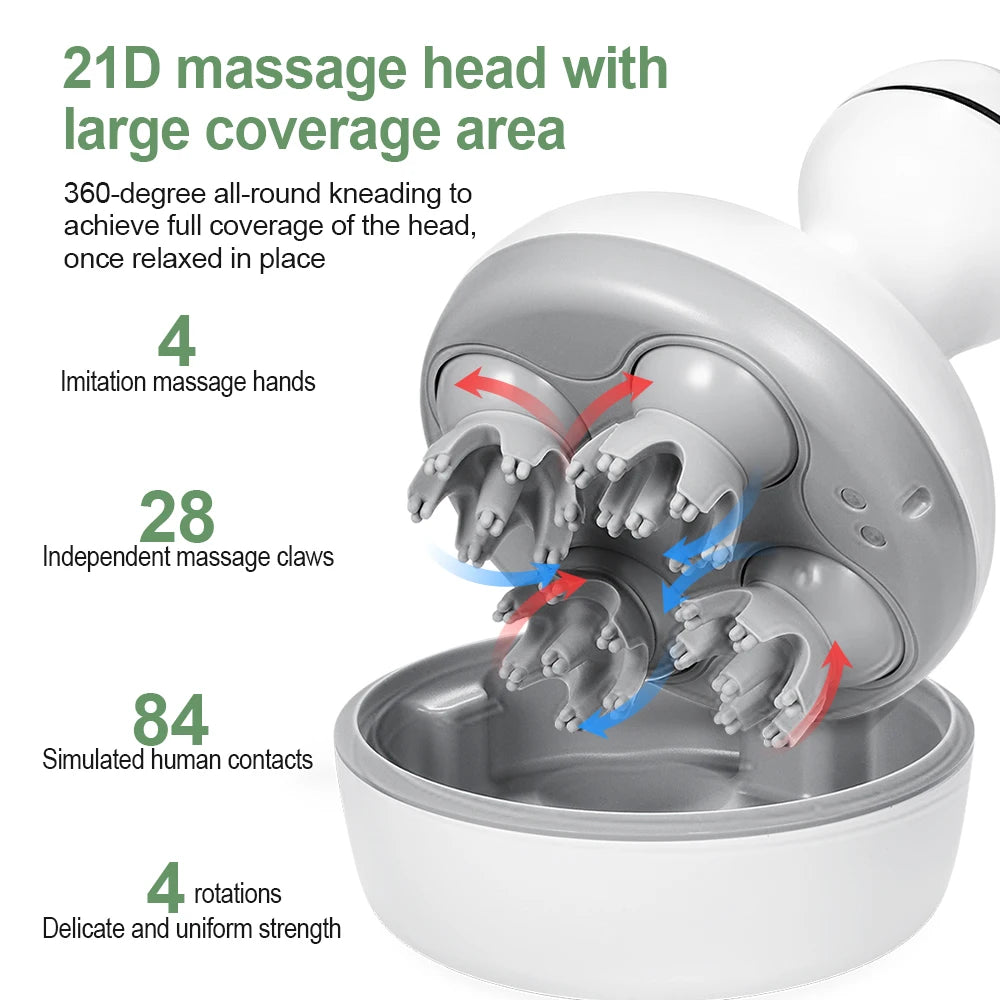 Wireless Electric Neck & Head Massager – 3D Scalp & Deep Tissue Massager for Hair Growth, Stress Relief & Body Relaxation