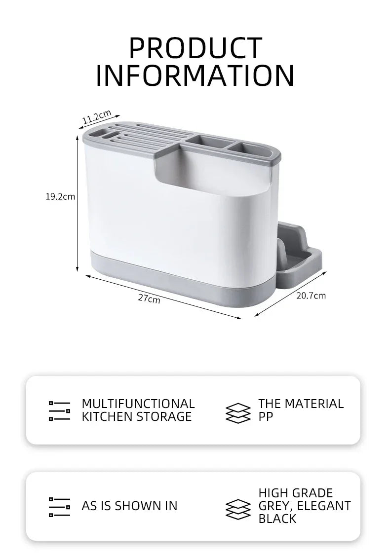 Multifunctional Tool Storage Rack Home Supplies Kitchen Shelves Chopstick Barrel Pot Cover Rack Knife Holder Kitchen Accessories