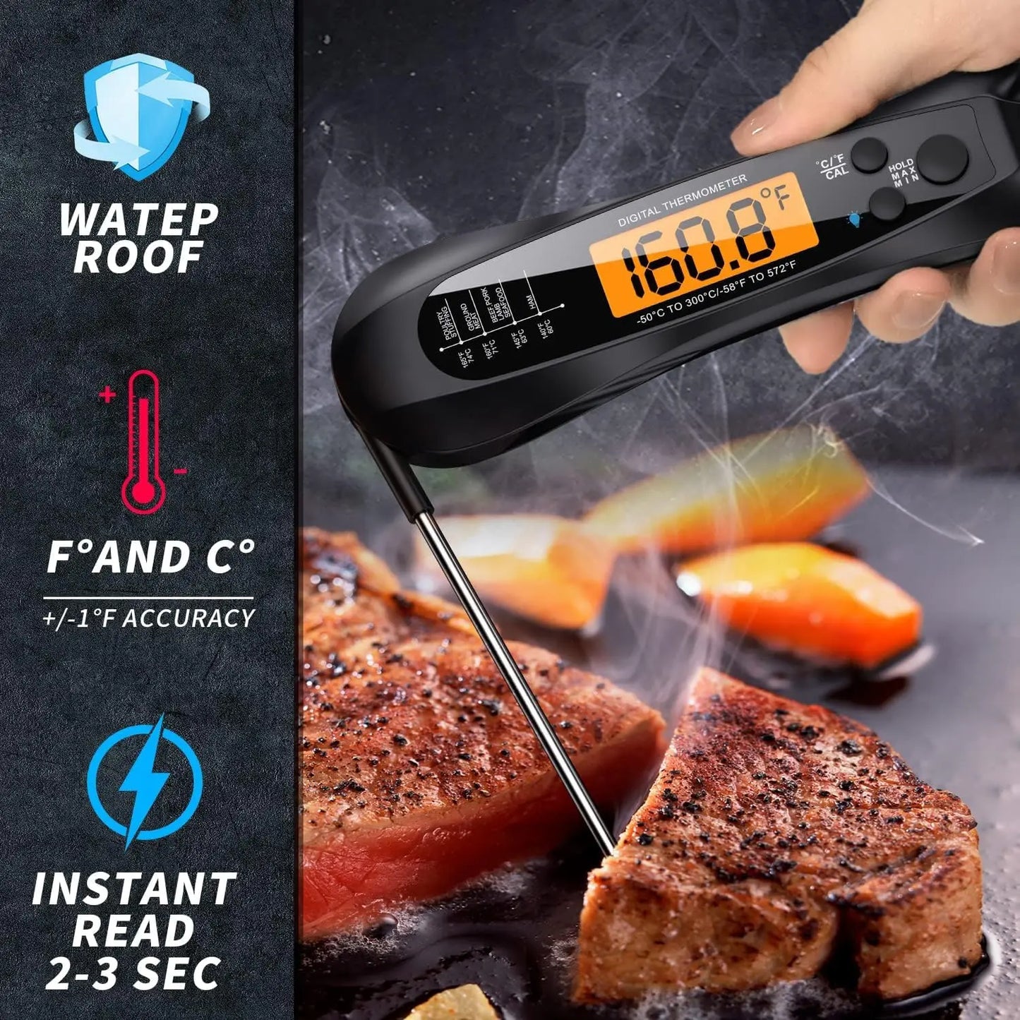 kitchen things Meat Thermometer Digital IP67 Waterproof Kitchen Cooking Food Fast Measurement Thermometer 2 Probes BBQ Grill Oil