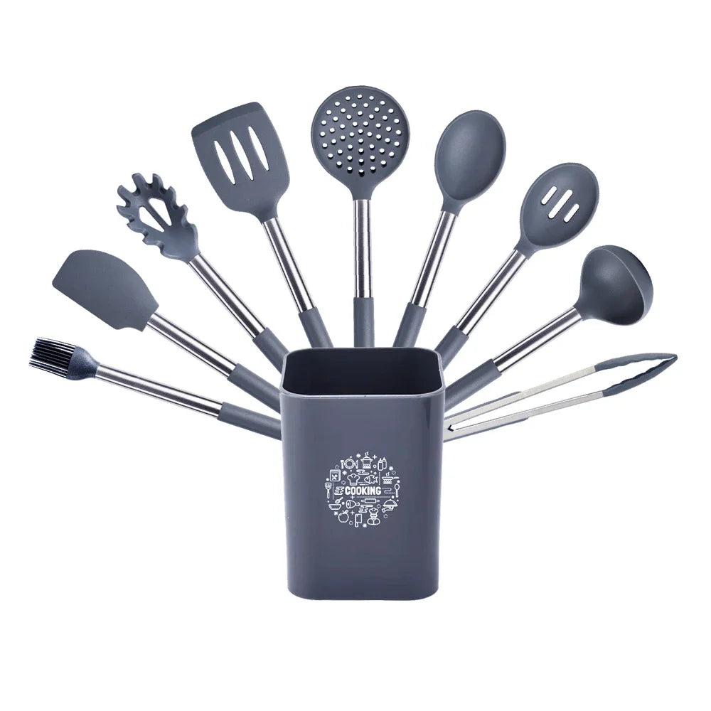 Quality Silicone Utensils Set Kitchen Cooking Tools Non Stick Kitchenware Accessories Heat Resistant Spatula Spoon Kit