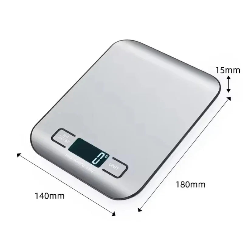 Digital Kitchen Scale 5kg/1g – LED Display, Stainless Steel Food Scale