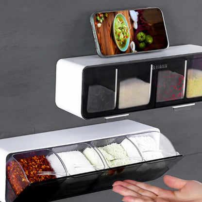 Kitchen Wall-mounted Seasoning Box Salt Pepper Spice Rack Jar Sugar Bowl for Kitchen Gadget Device Sets Spice Box Organizer Tool