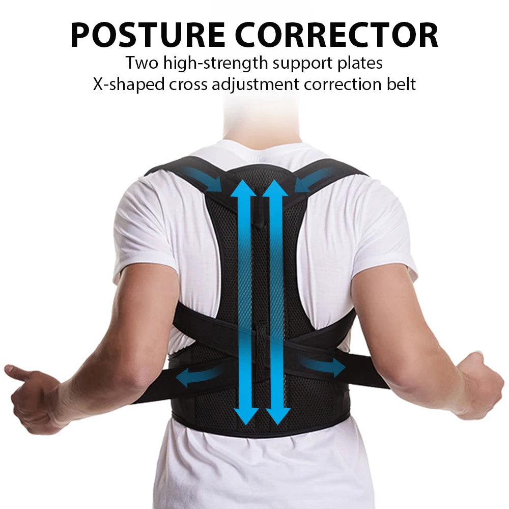 Back Brace Posture Corrector – Adjustable Lumbar & Shoulder Support Belt for Men & Women, Improves Scoliosis & Posture