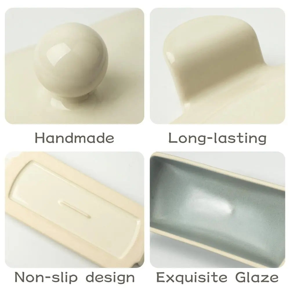 Kitchen Organizer Ceramic Butter Dish Reusable Household Butter Box with Lid Cheese Fresh-keeping Box Bar